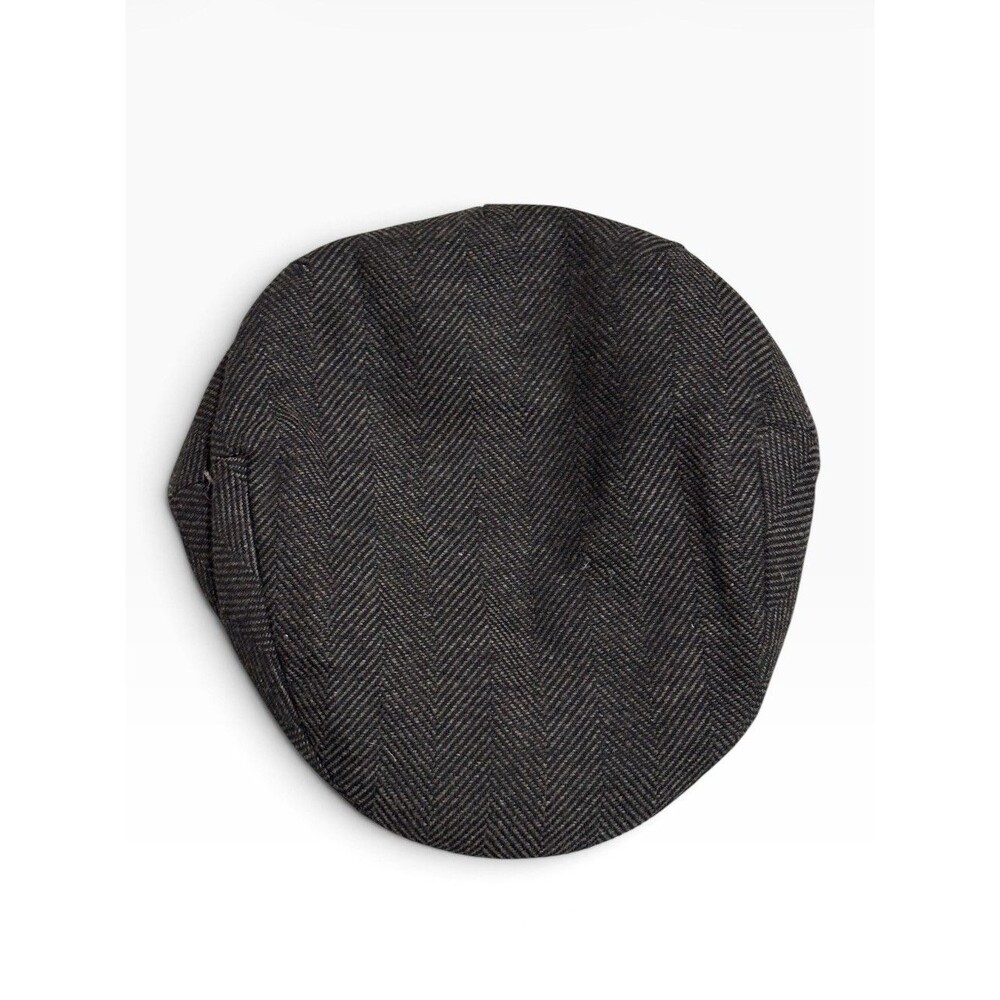 Scala Classico Hat Flat Cap Fitted Mens M Brown Herringbone Lined Italy Newsboy